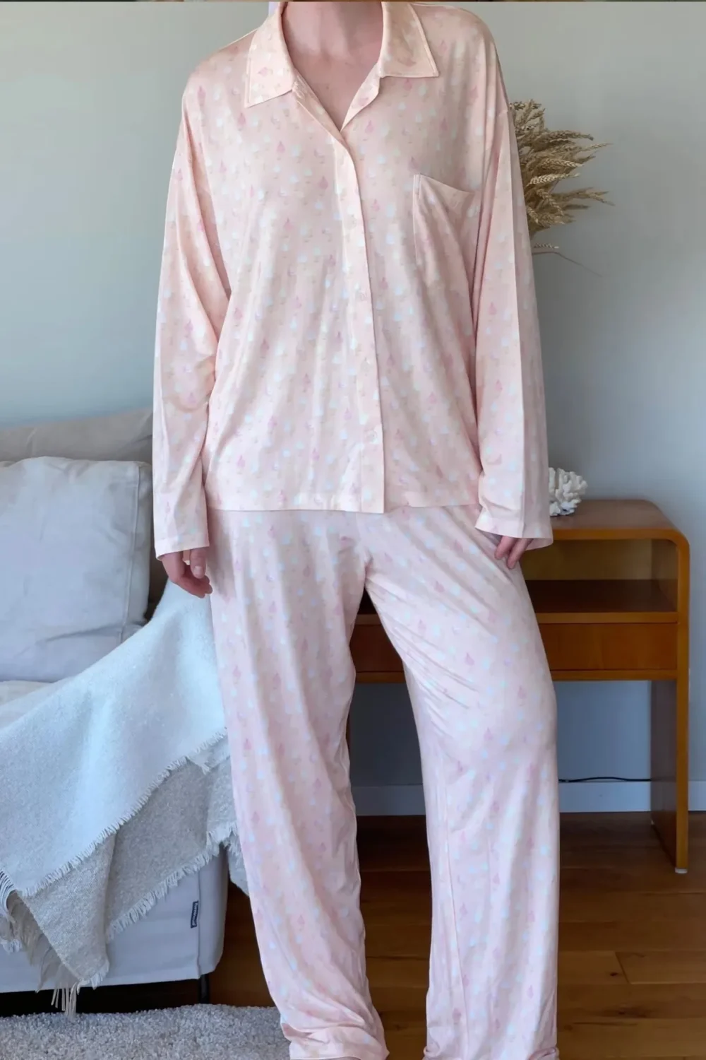 Custom Printed Casual Comfortable 2 Piece Nightwear Long Loose Home Wear Cotton Pyjama Satin Silk Women Pajamas - Image 18